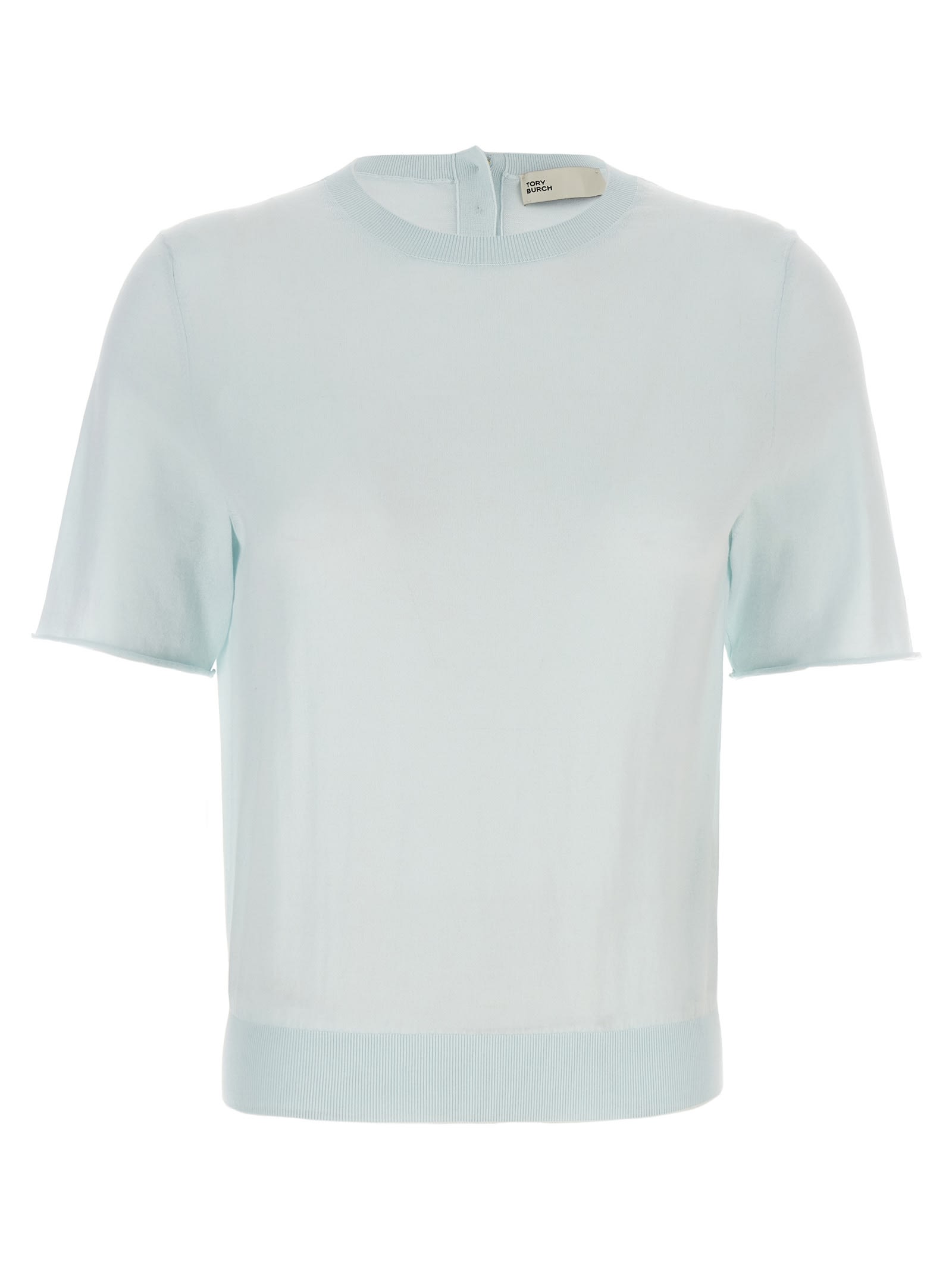 Tory Burch Short Sleeve Sweater In Light Blue