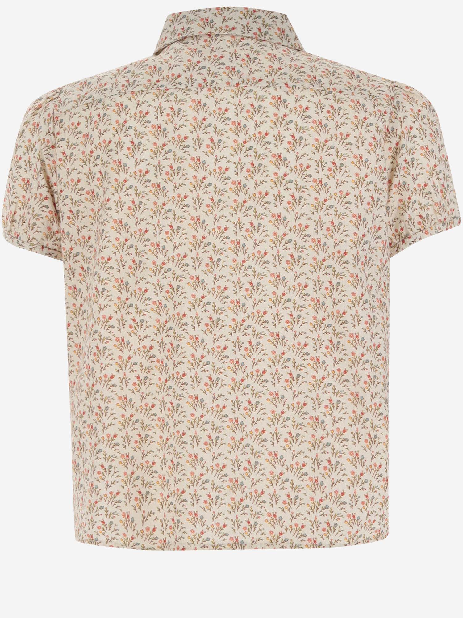 Shop Bonpoint Cotton Shirt With Floral Pattern