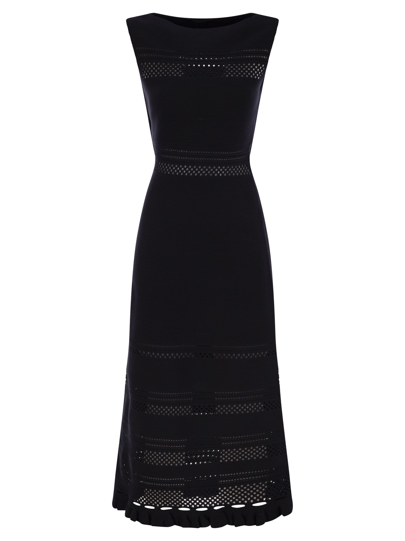 Fabiana Filippi Open-knit Maxi Dress With Ruffled Hem In Blue