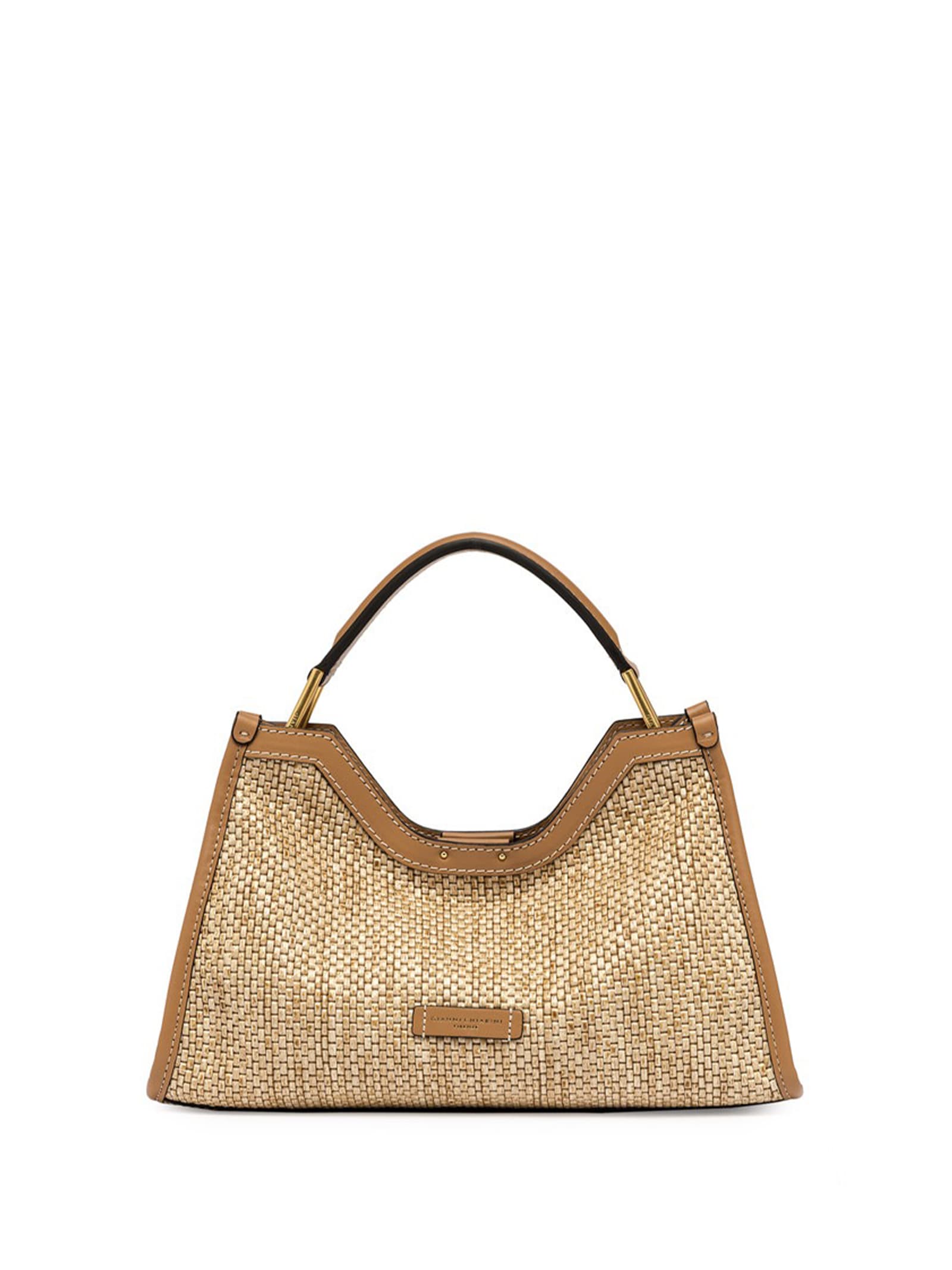 Aurora Bag In Woven Straw With Leather Profiles