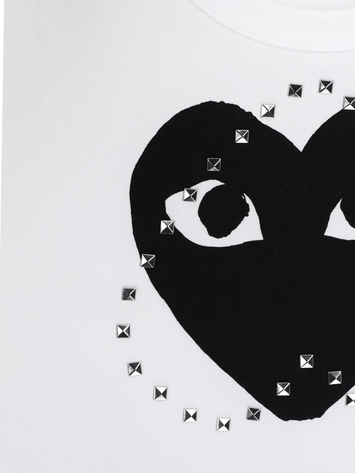 Comme Des Garçons Play Logo T-shirt With Studs In White