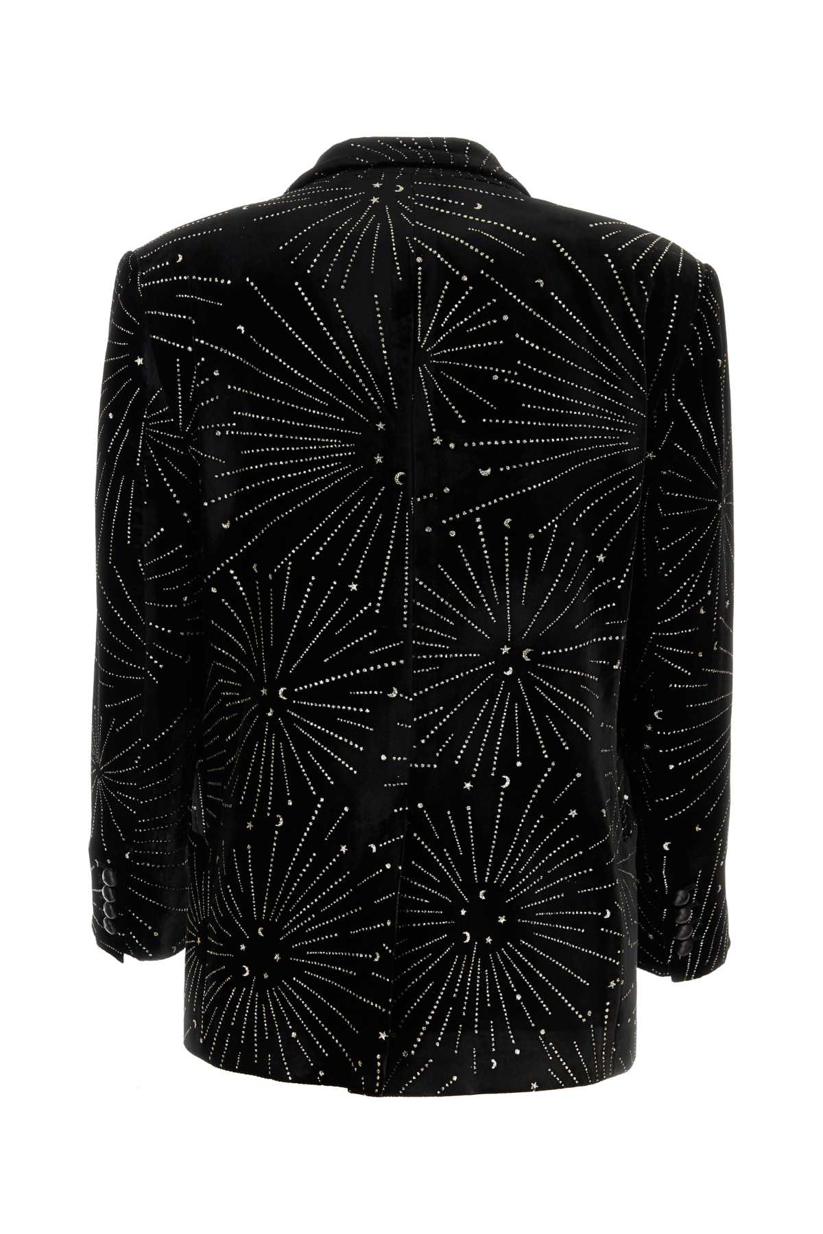 Shop Blazé Milano Embellished Velvet Tomboy Blazer In Black0091