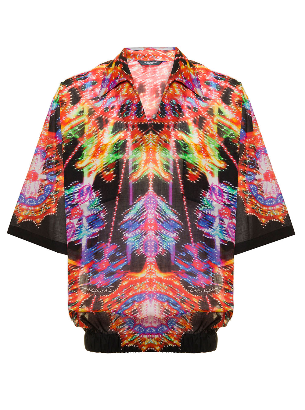 Dolce & Gabbana Mans Multicolor Cotton Shirt With Luminarie Print