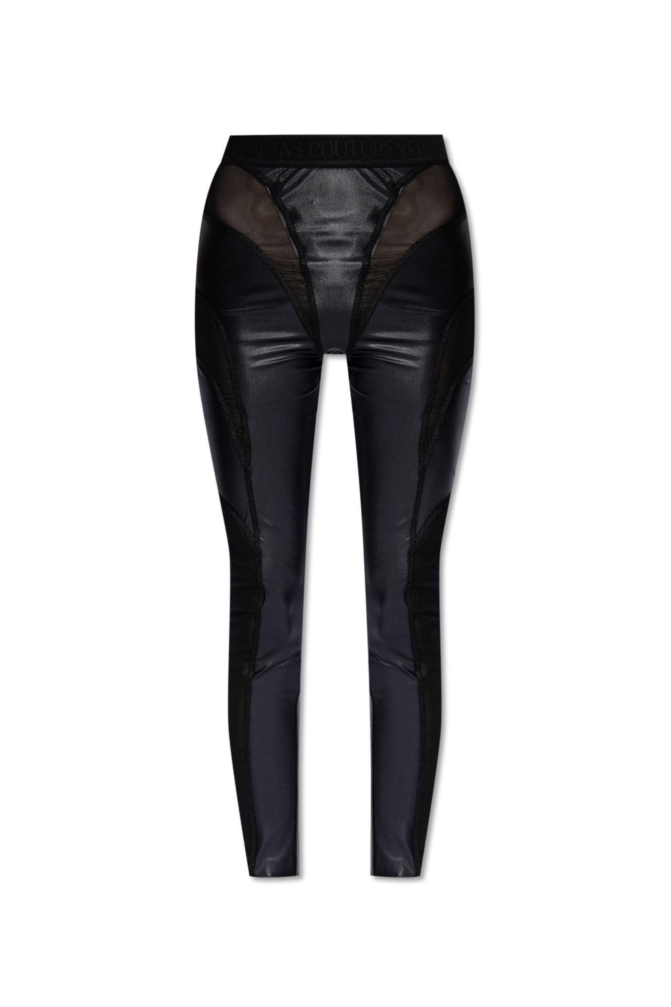 Shop Versace Jeans Couture Leggings With Logo In Black