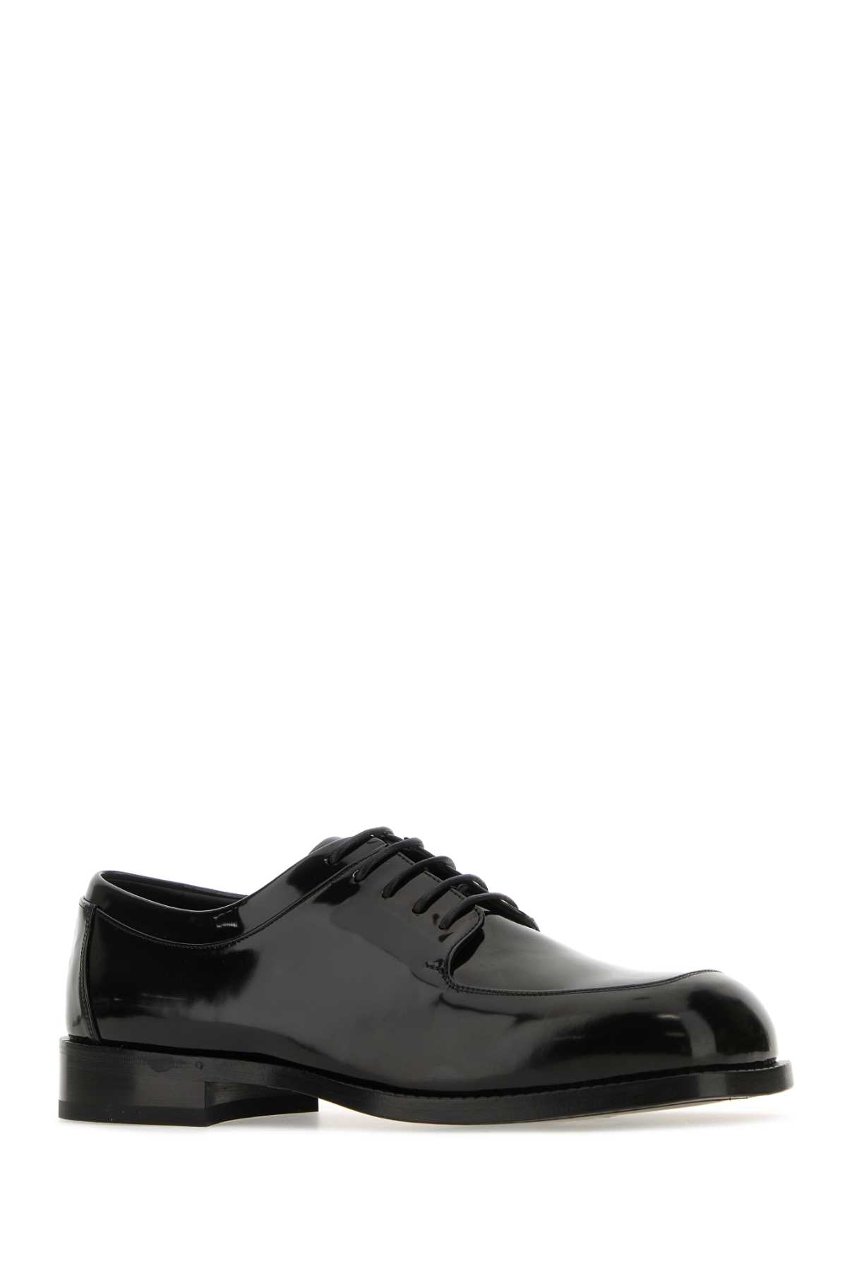 Ferragamo Black Leather Dinamic Lace-up Shoes In Latexneronero