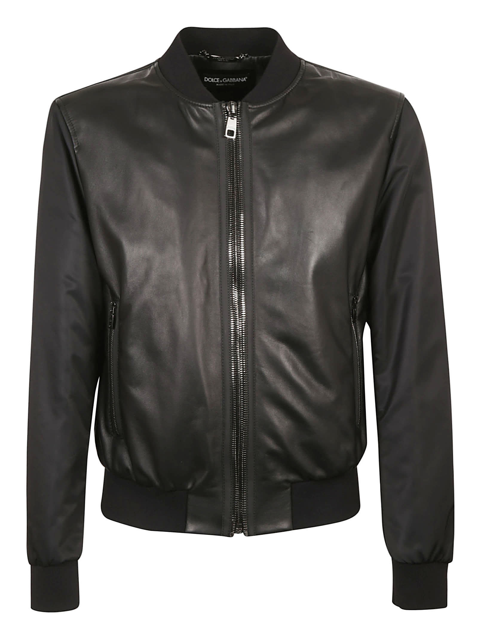 Dolce & Gabbana Classic Leather Bomber In Black