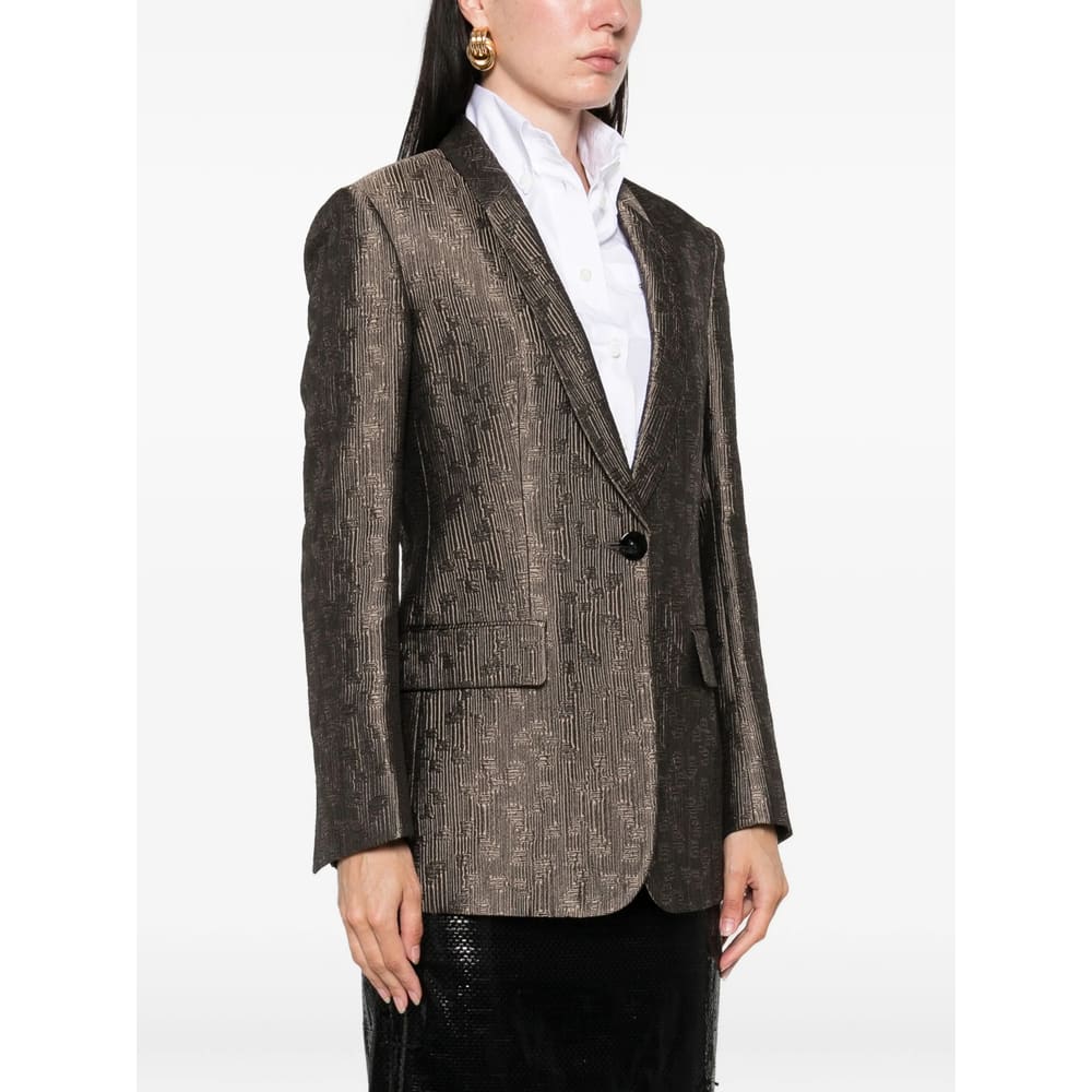 Giorgio Armani Single-breasted Jacket In Brown