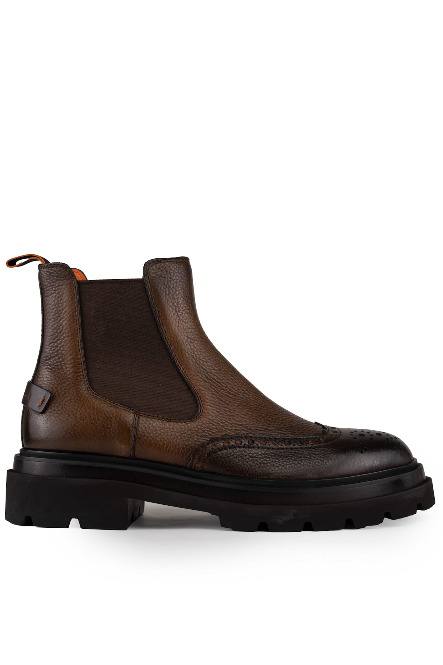 SANTONI DARK BROWN LEATHER TANK BOOT 