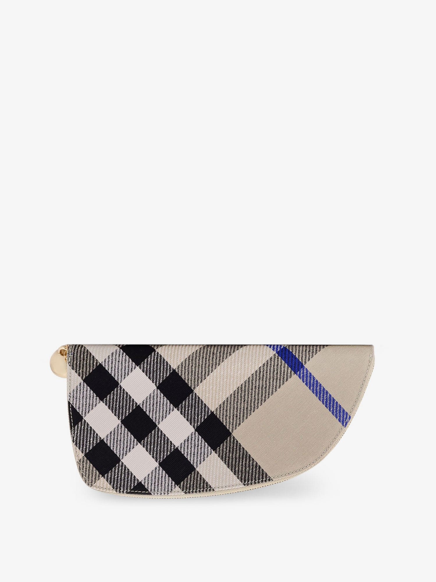 BURBERRY FABRIC WALLET WITH CHECK MOTIF, CLOSURE WITH ZIP, LEATHER LINING AND ASYMMETRIC PROFILE