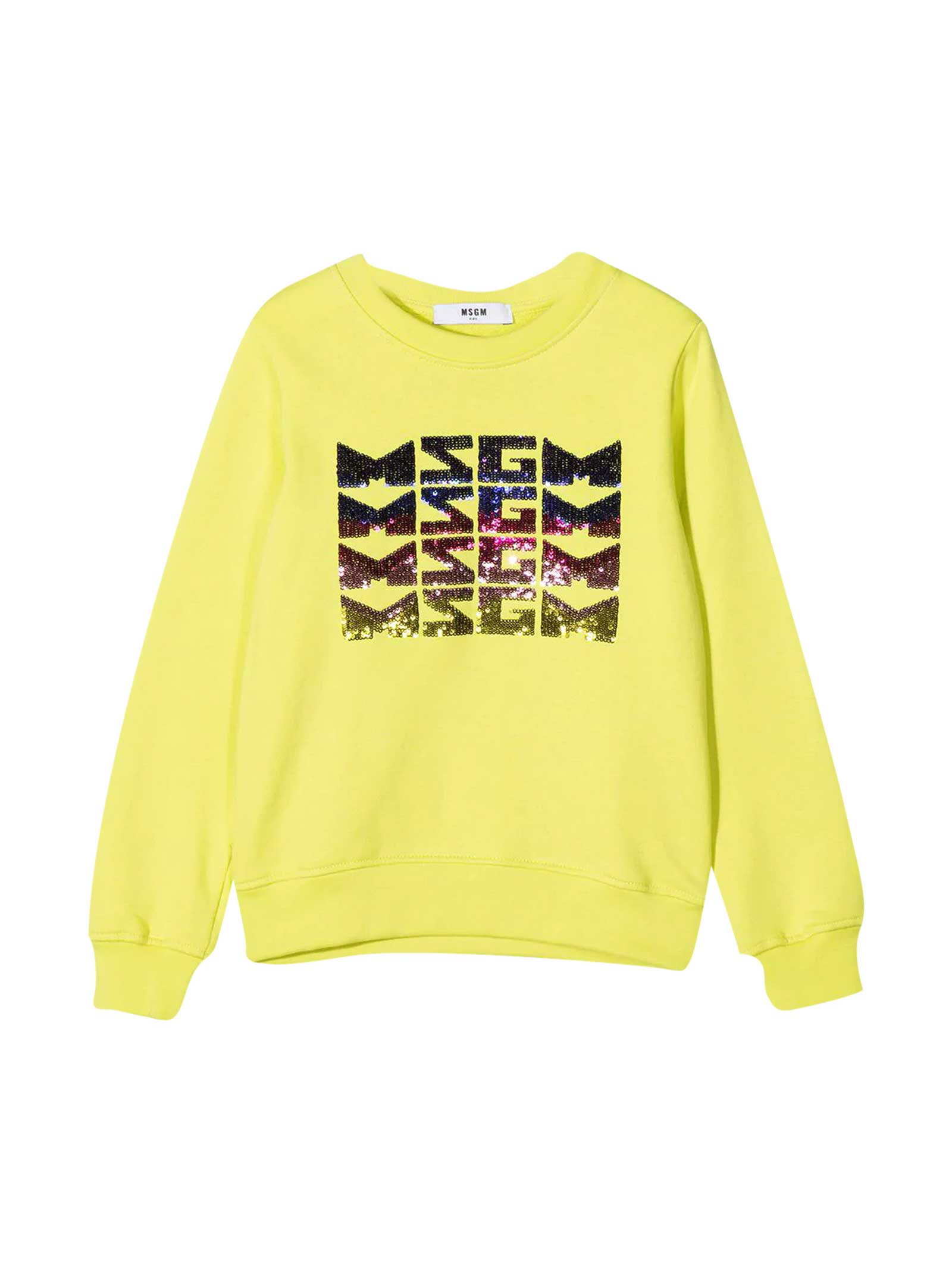 MSGM Yellow Teen Sweatshirt With Frontal Logo