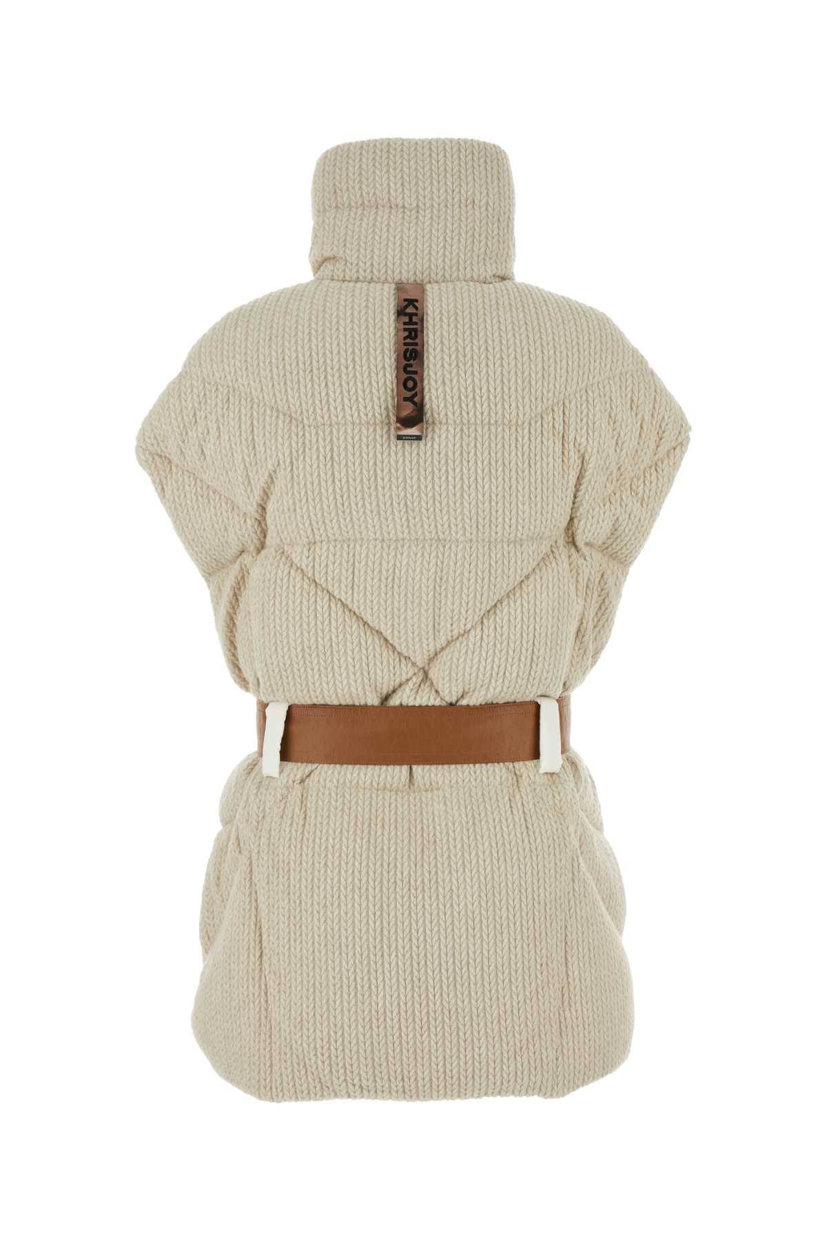 Khrisjoy Sand Knit Sleeveless New Iconic Down Jacket In Vanilla