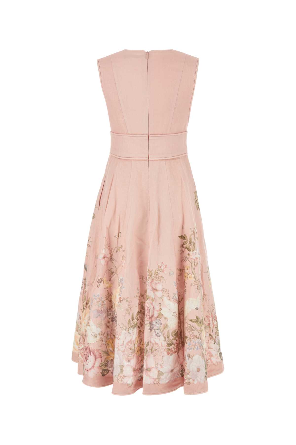 Shop Zimmermann Pastel Pink Linen Waverly Dress In Pinkfloral