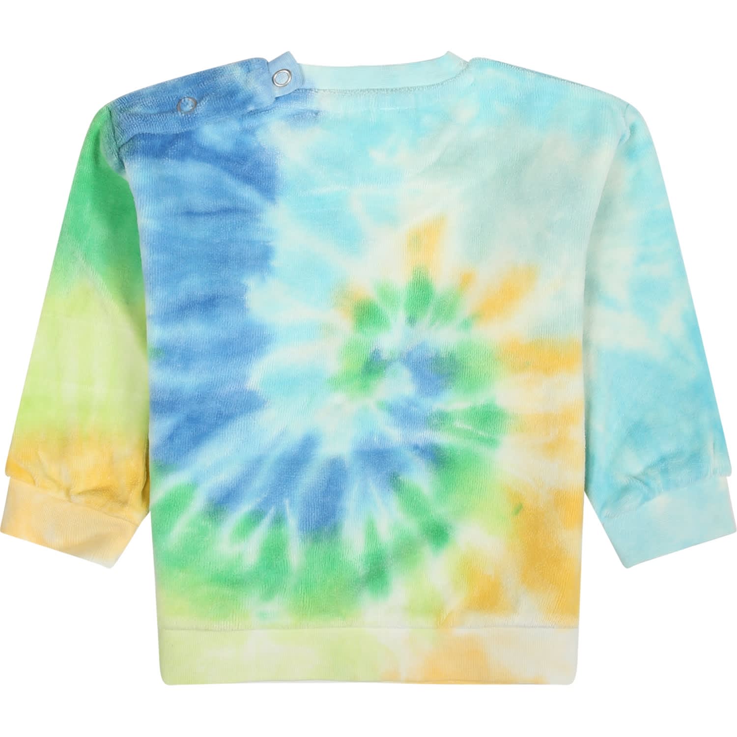Shop Molo Light Blue Sweatshirt For Babykids With Smiley In Multicolor