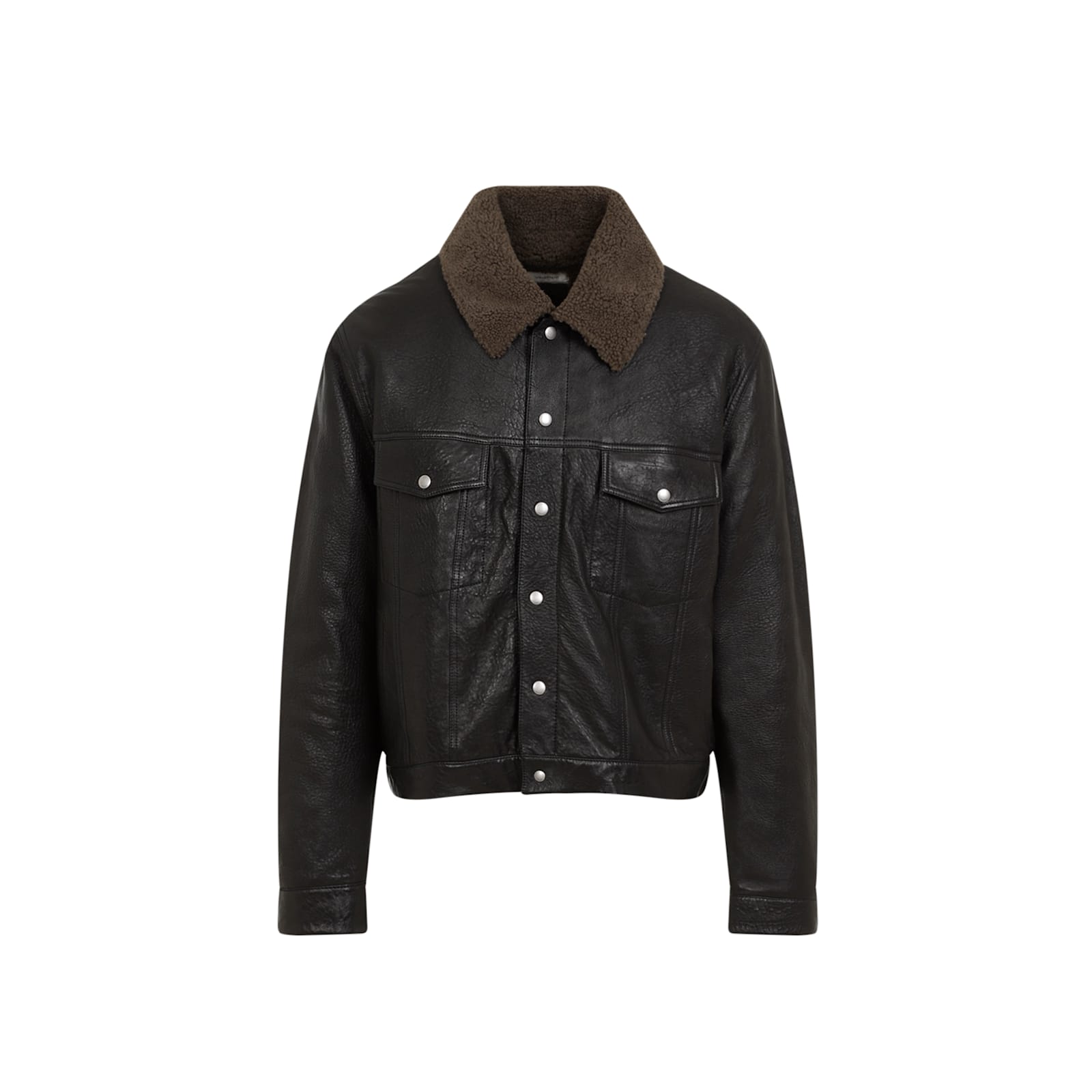 Shop Saint Laurent Lamb Leather Jacket In Noir Vert Officier