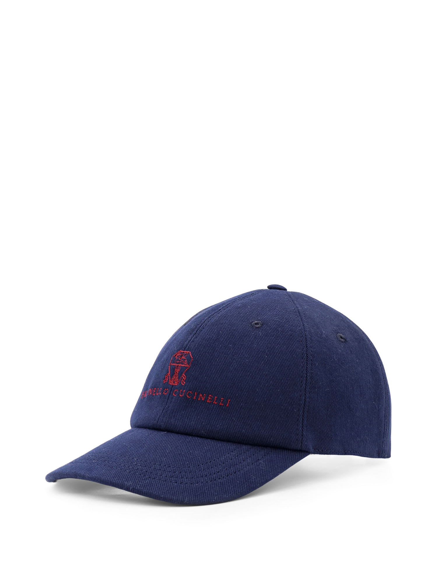 Brunello Cucinelli Diagonal Twill Baseball Cap In Blue