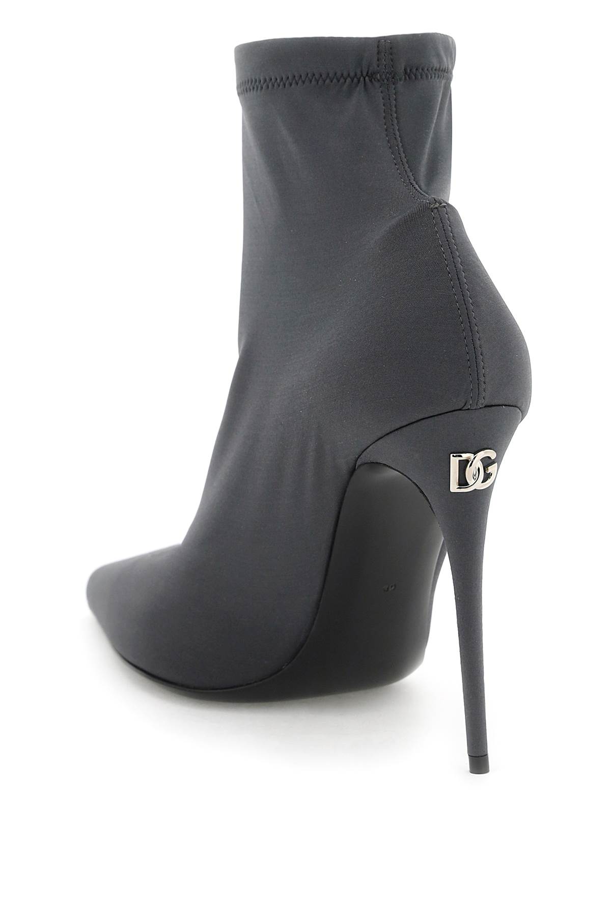 Shop Dolce & Gabbana Stretch Jersey Ankle Boots In Grigio Scuro (grey)