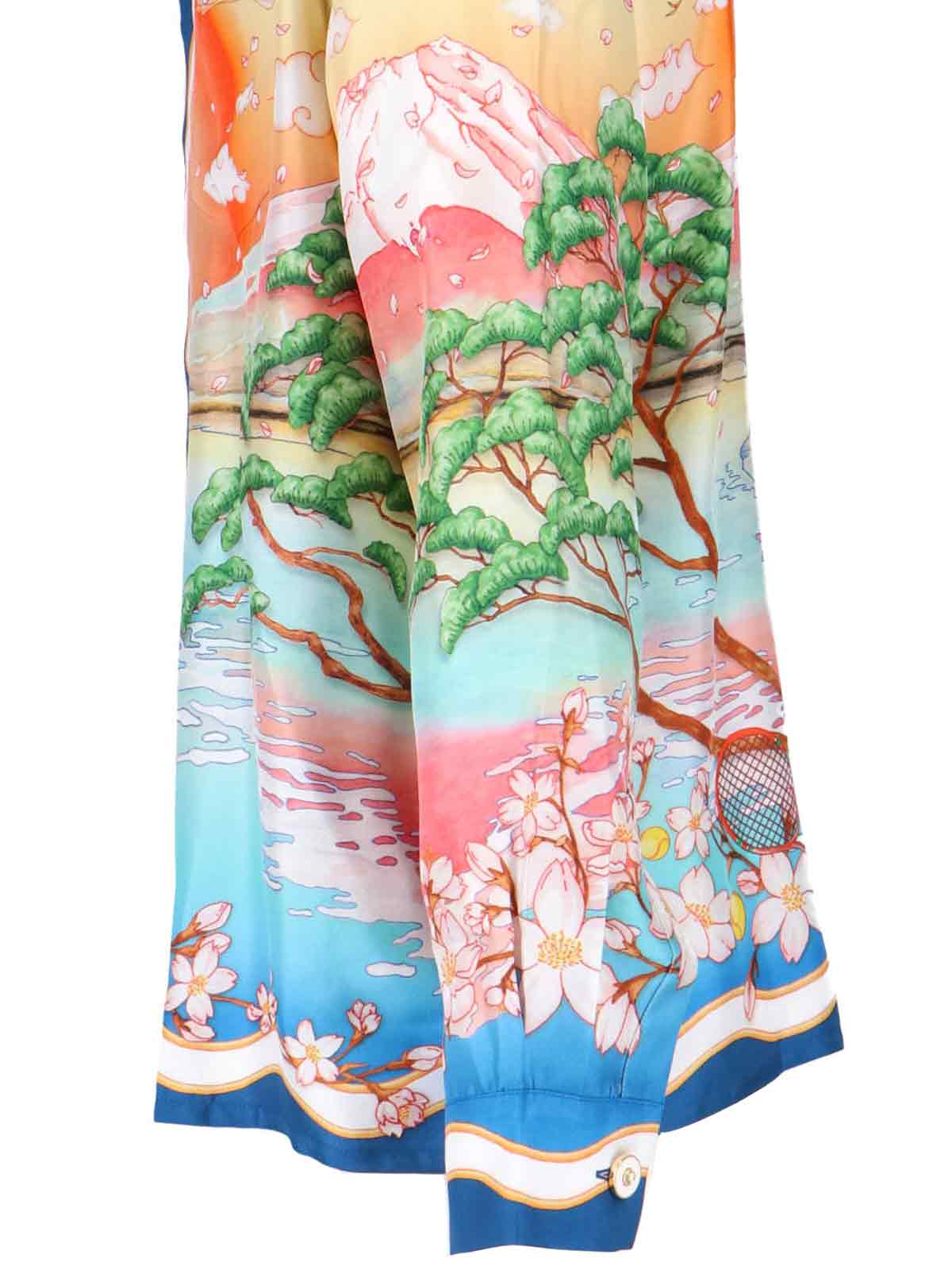 Casablanca Tennis Club Convertible-collar Printed Silk-twill Shirt In Multi