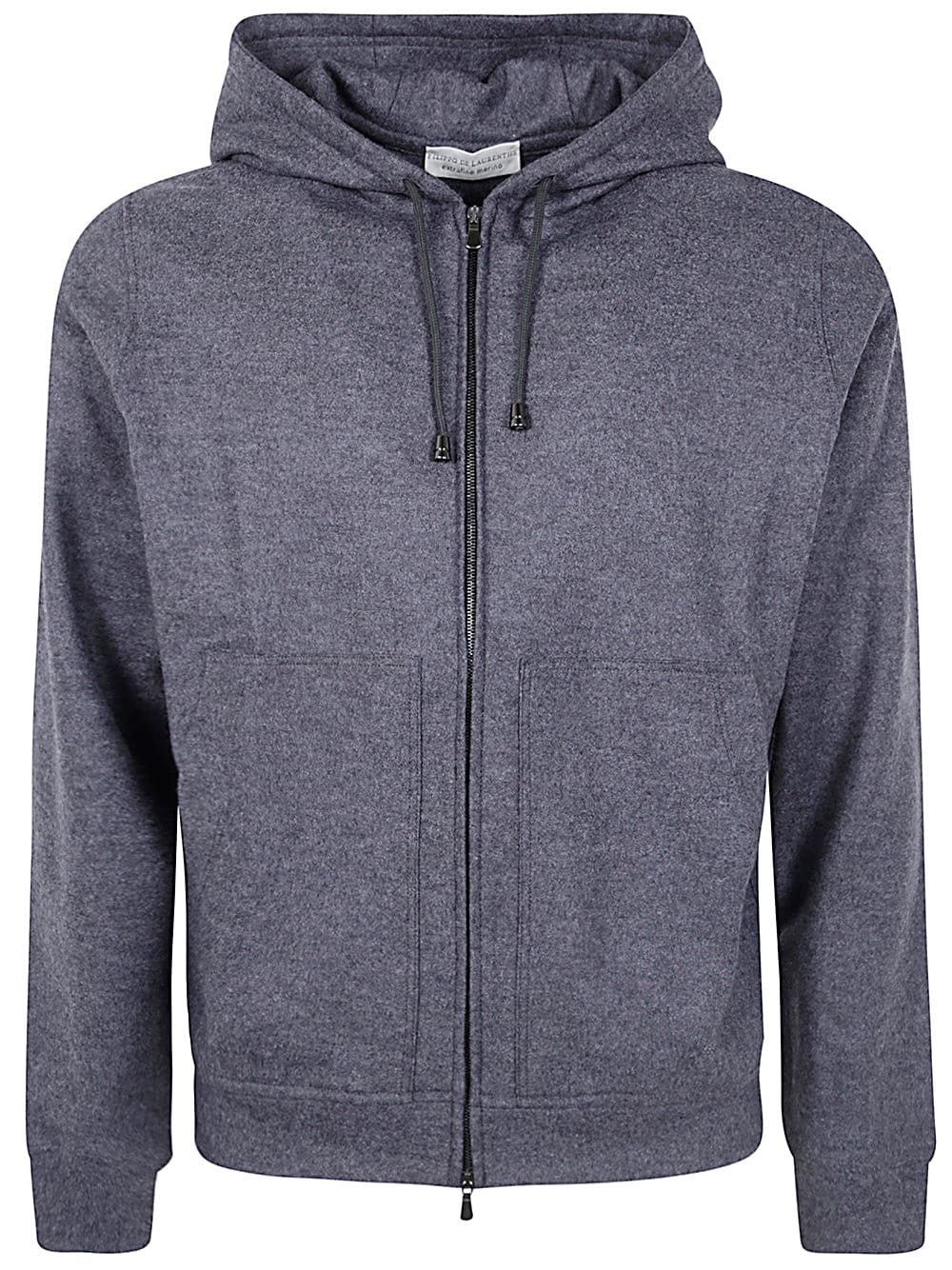 Shop Filippo De Laurentiis Long Sleeves Hoodie Fullzip In Grey