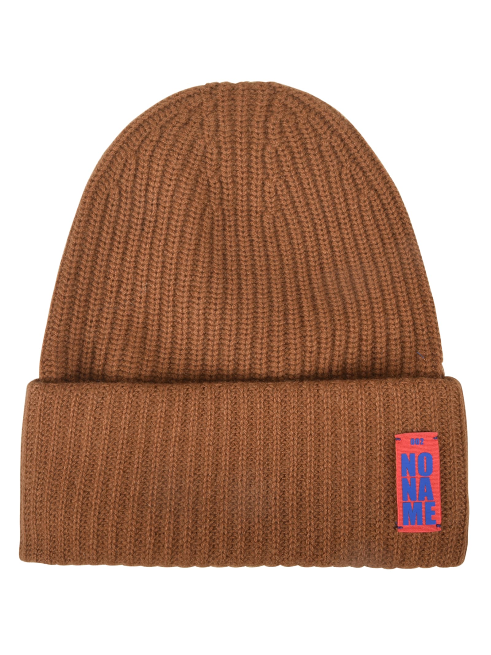 Shop No Name Logo Patched Knit Beanie In Nutty