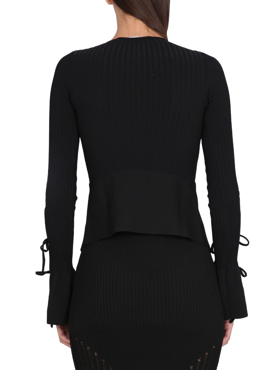 Andreädamo Tie-fastening Long-sleeve Knitted Top In Black