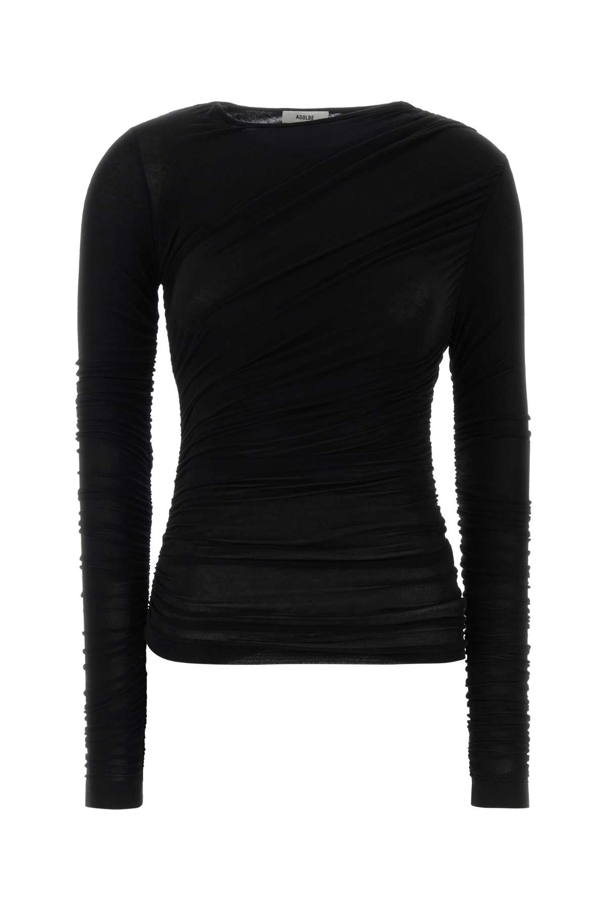 Agolde Black Stretch Lyocell Tania Top In Black