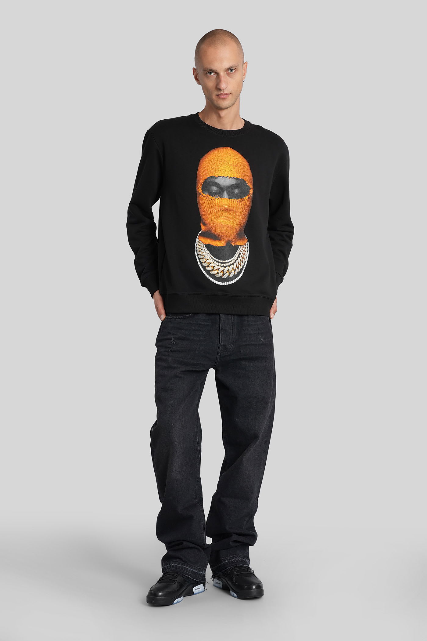 Ih Nom Uh Nit Balaclava-necklace Sweatshirt In Black