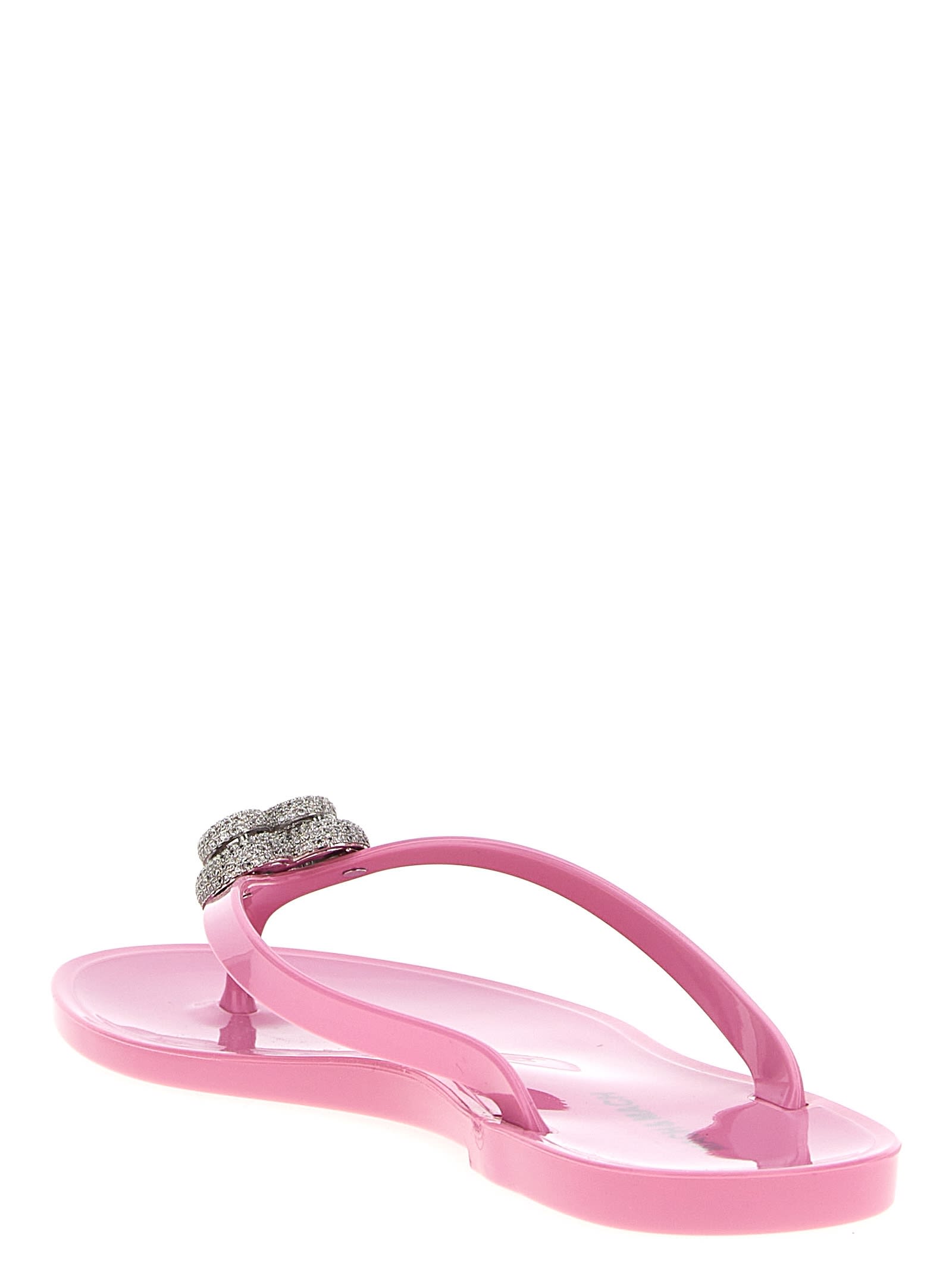 Mach & Mach Flip-flop Sandals With Double Heart In Pink