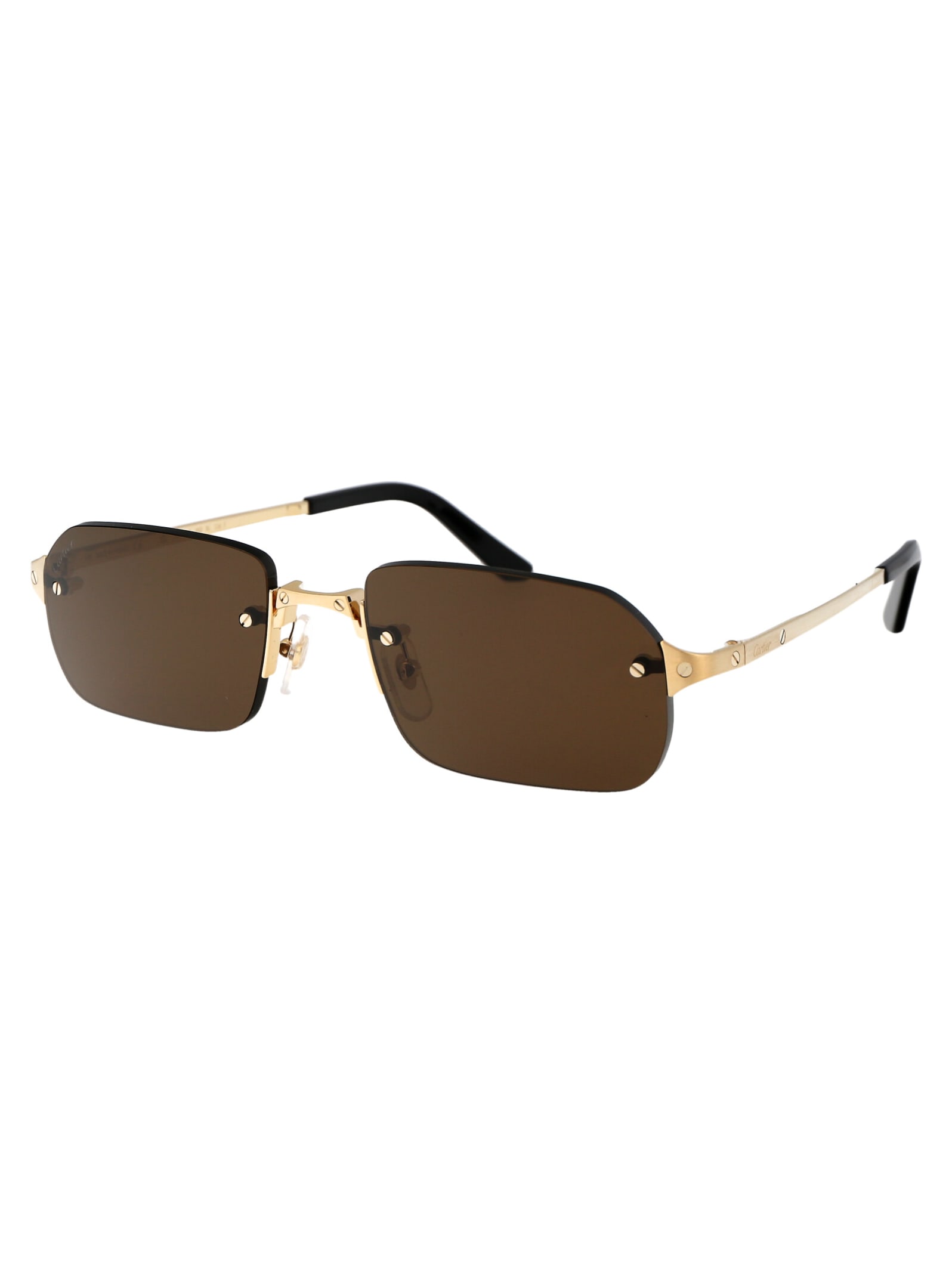 Shop Cartier Ct0460s Sunglasses In 002 Gold Gold Brown