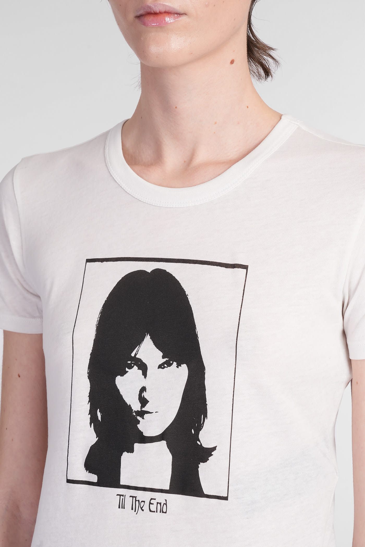 Ann Demeulemeester Georgette ''fino Alla Fine'' Micro T-shirt In Beige