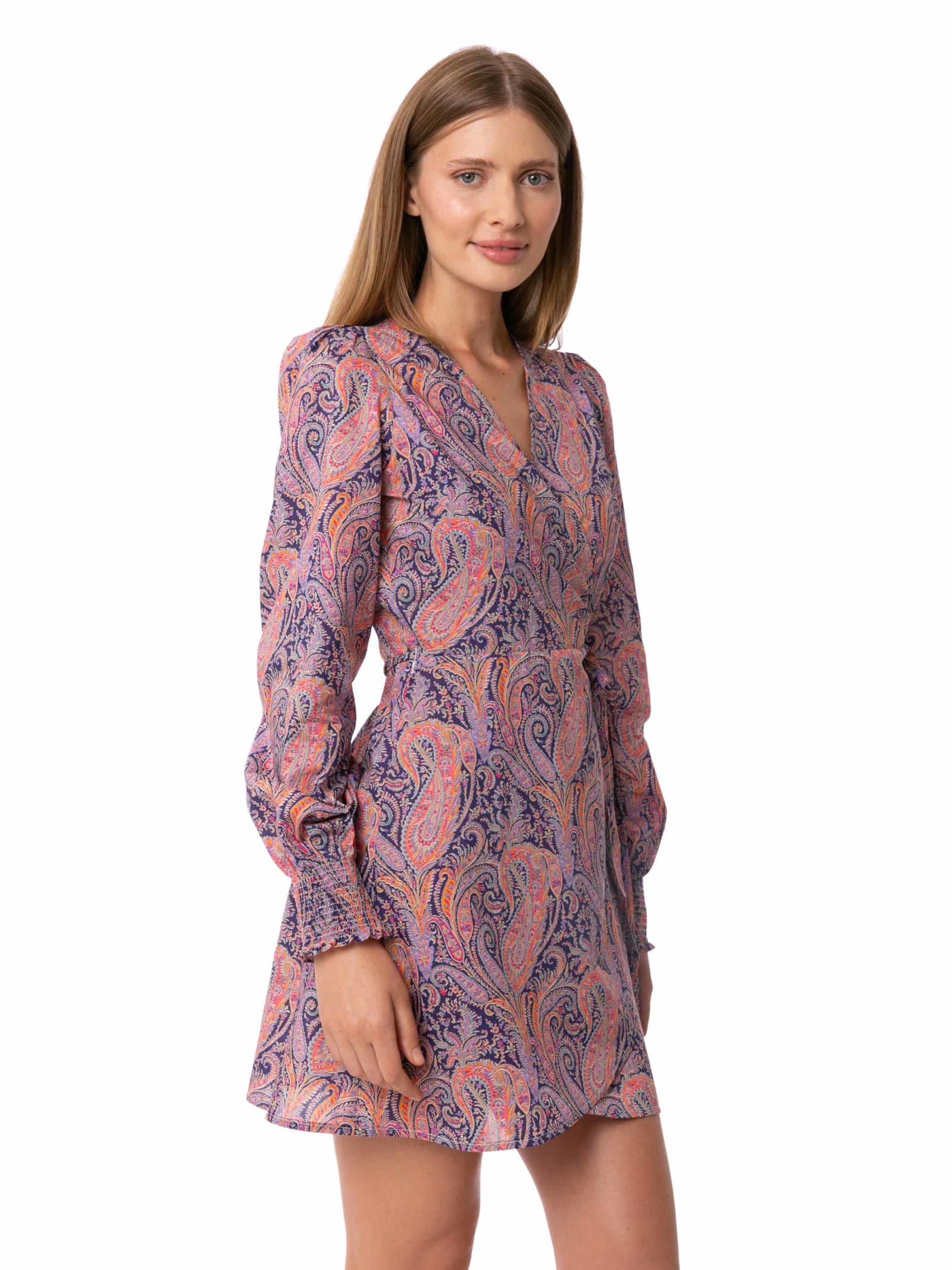 Shop Mc2 Saint Barth Cotton Short Dress Brilly With Liberty Print Made With Liberty Fabric In Brown