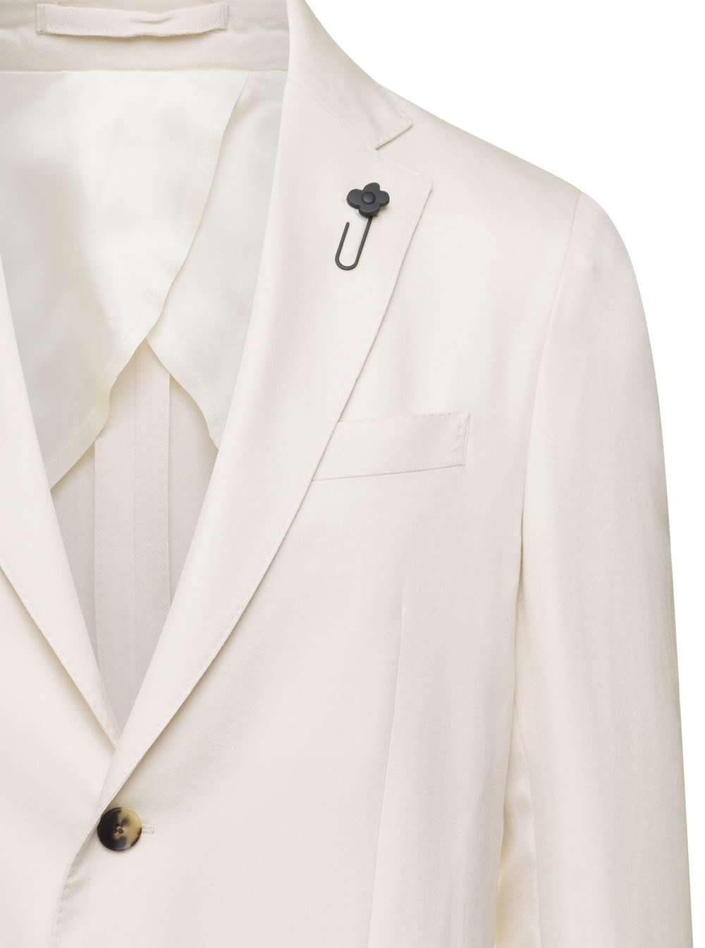 Shop Lardini Beige Jacket With Classic Collar And Pockets In Cashmere & Silk Blend Man