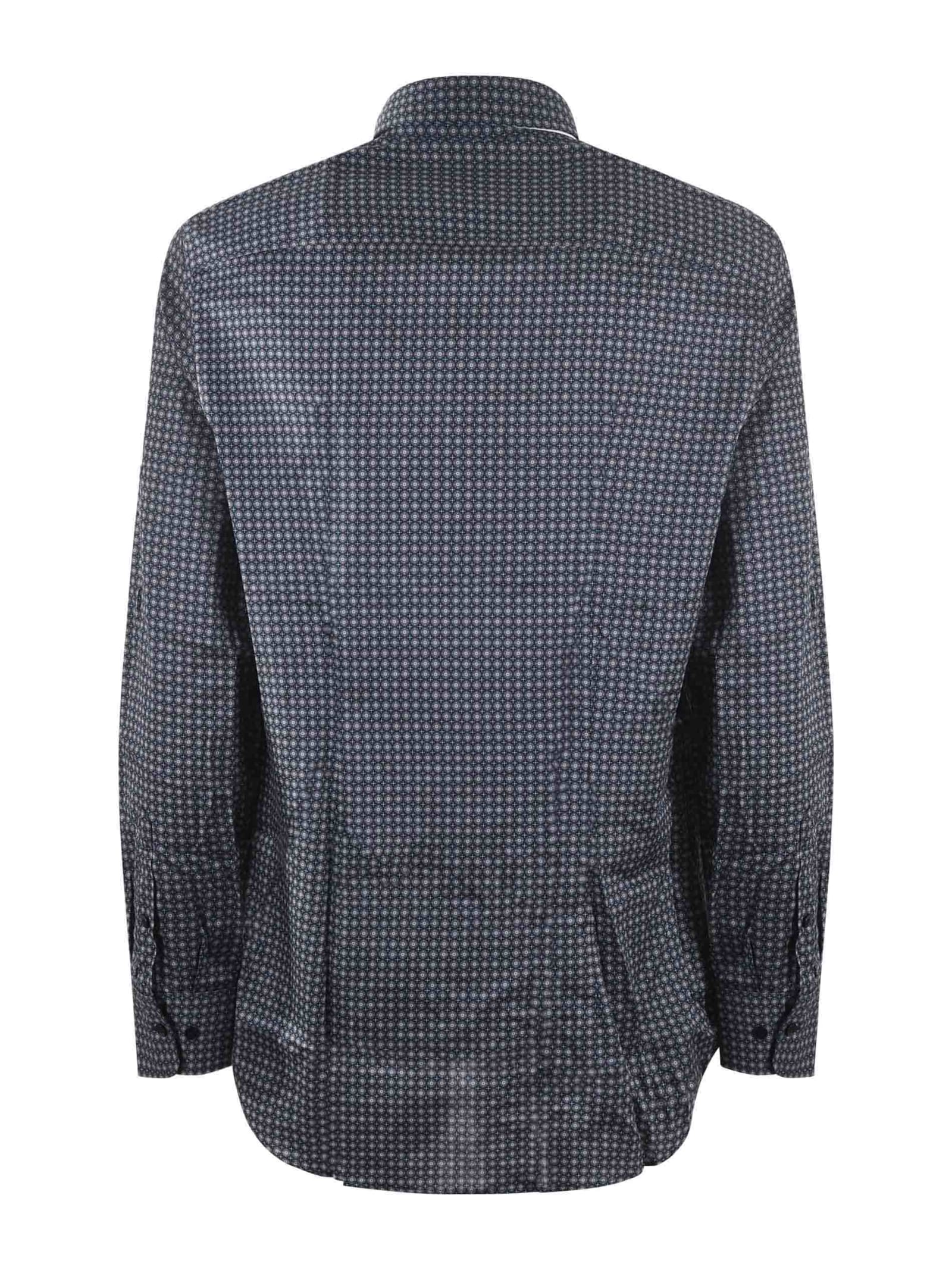 Shop Etro Shirt In Grigio Scuro/blu Scuro