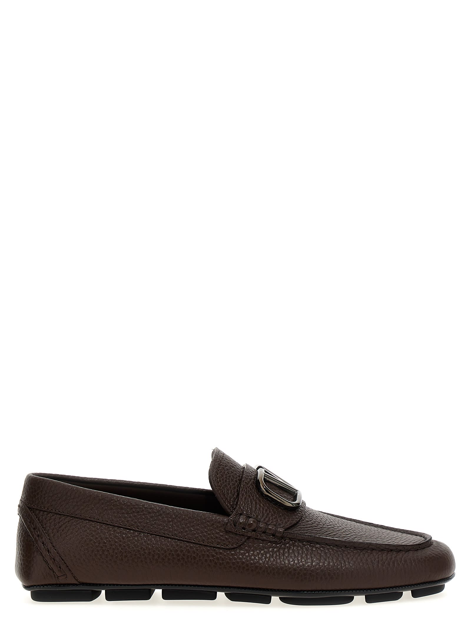 Shop Valentino Garavani Vlogo Signature Loafers In Brown