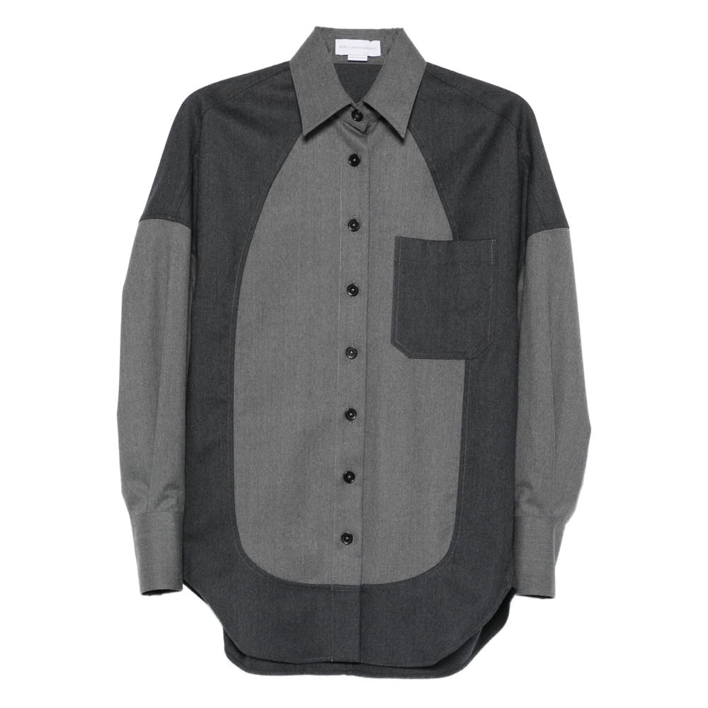 Stella Mccartney Panelled Oversized Shirt In Gray
