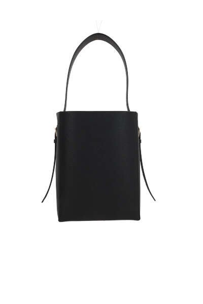 Shop Valextra Logo-printed Mini Bucket Bag In Black