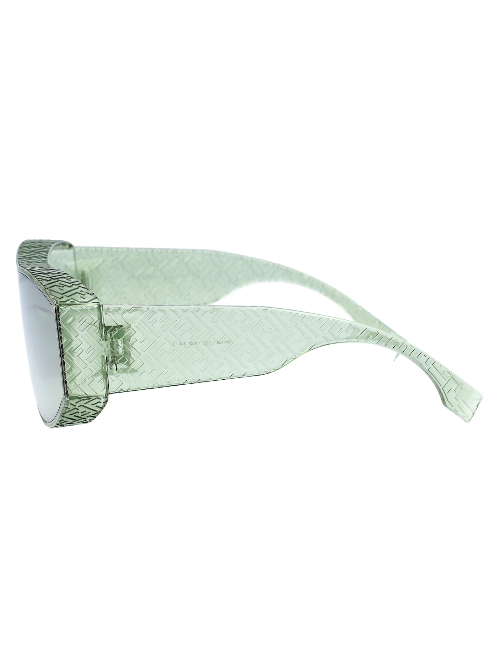 Shop Fendi Lab Sunglasses In 93q Shiny Light Green / Green Mirror