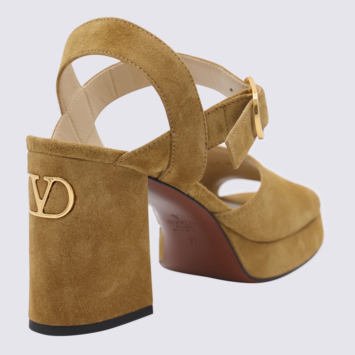 Valentino Fawcette Platform Crust Leather Sandals In Sand