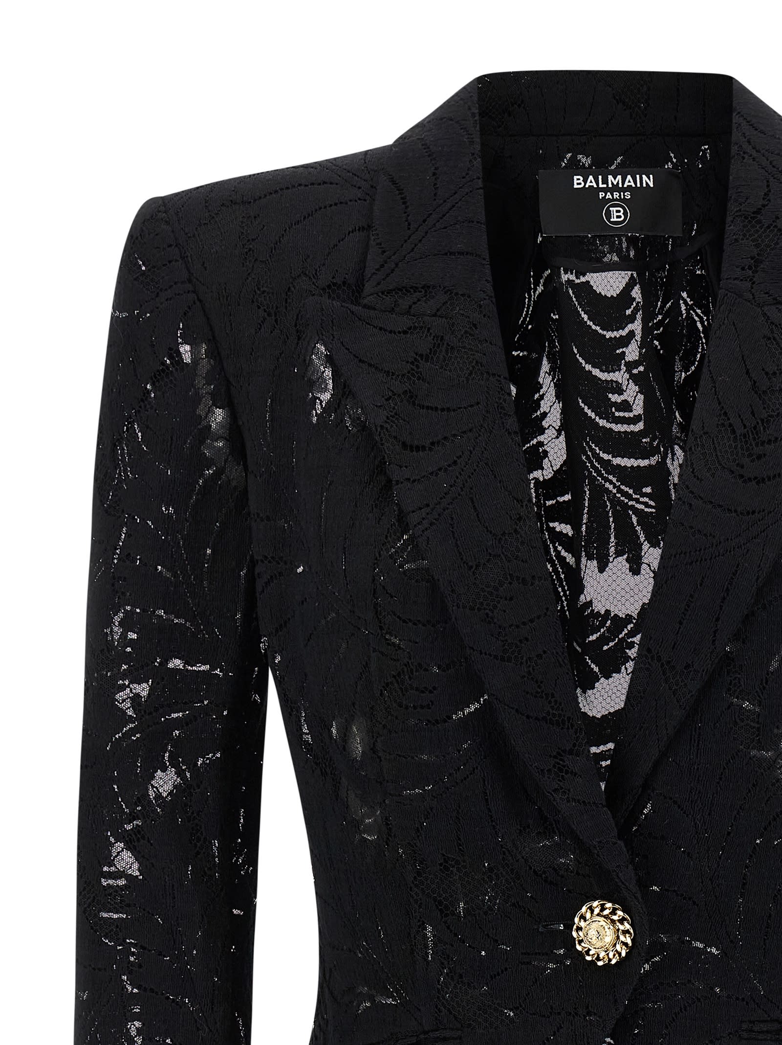 Balmain Women Lace Blazer In Black