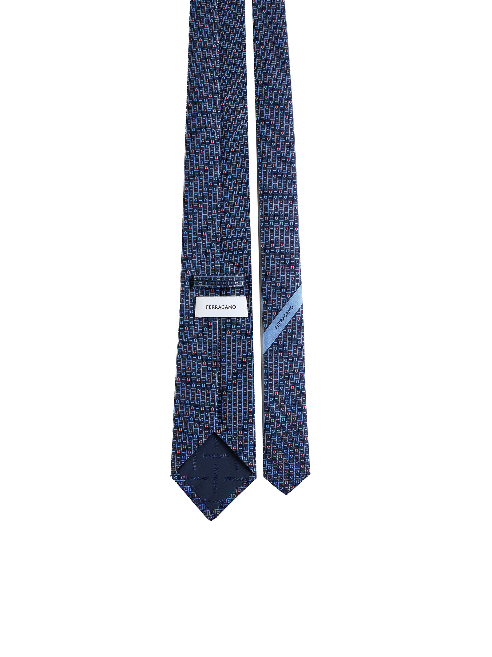 Shop Ferragamo Tie In F.navy/rosso