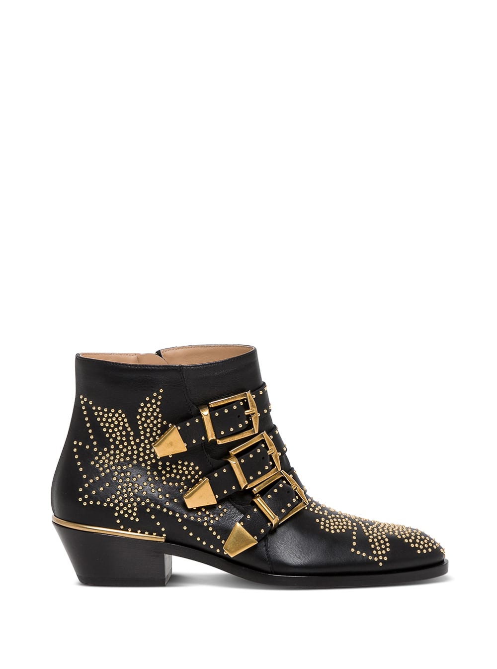 Chloé Womans Susanna Black Leather Ankle Boots With Studs Detail Modesens