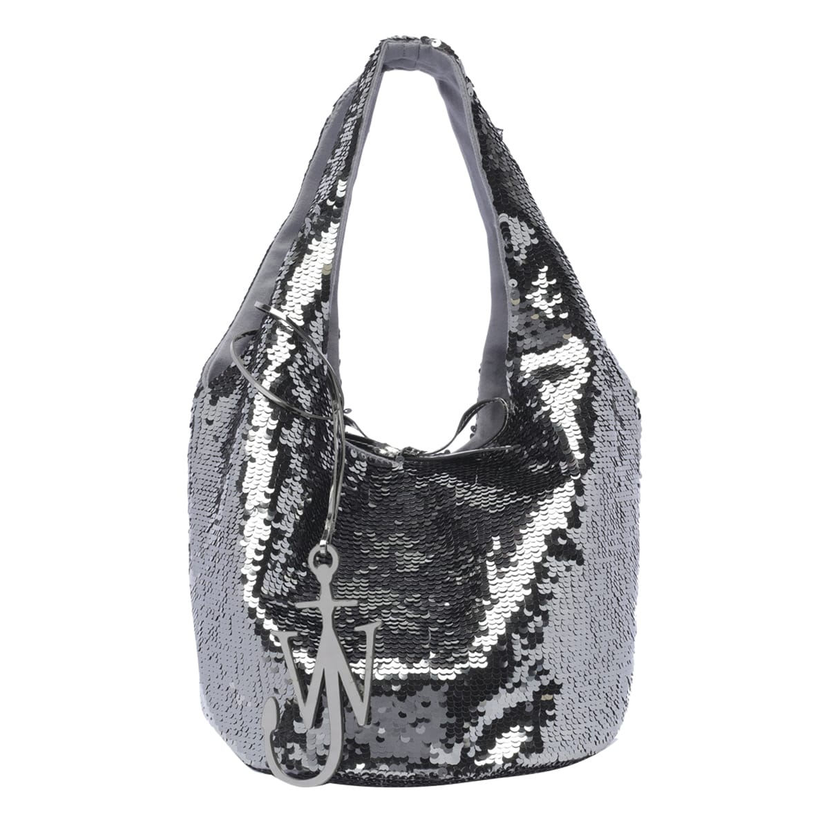 Jw Anderson Mini Sequin Shopper - Top Handle Bag In Silver