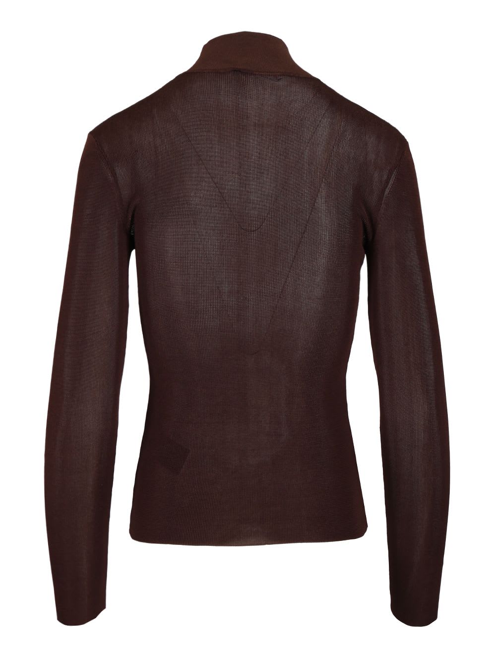 Self-portrait High-neck Ribbed Top In Brown