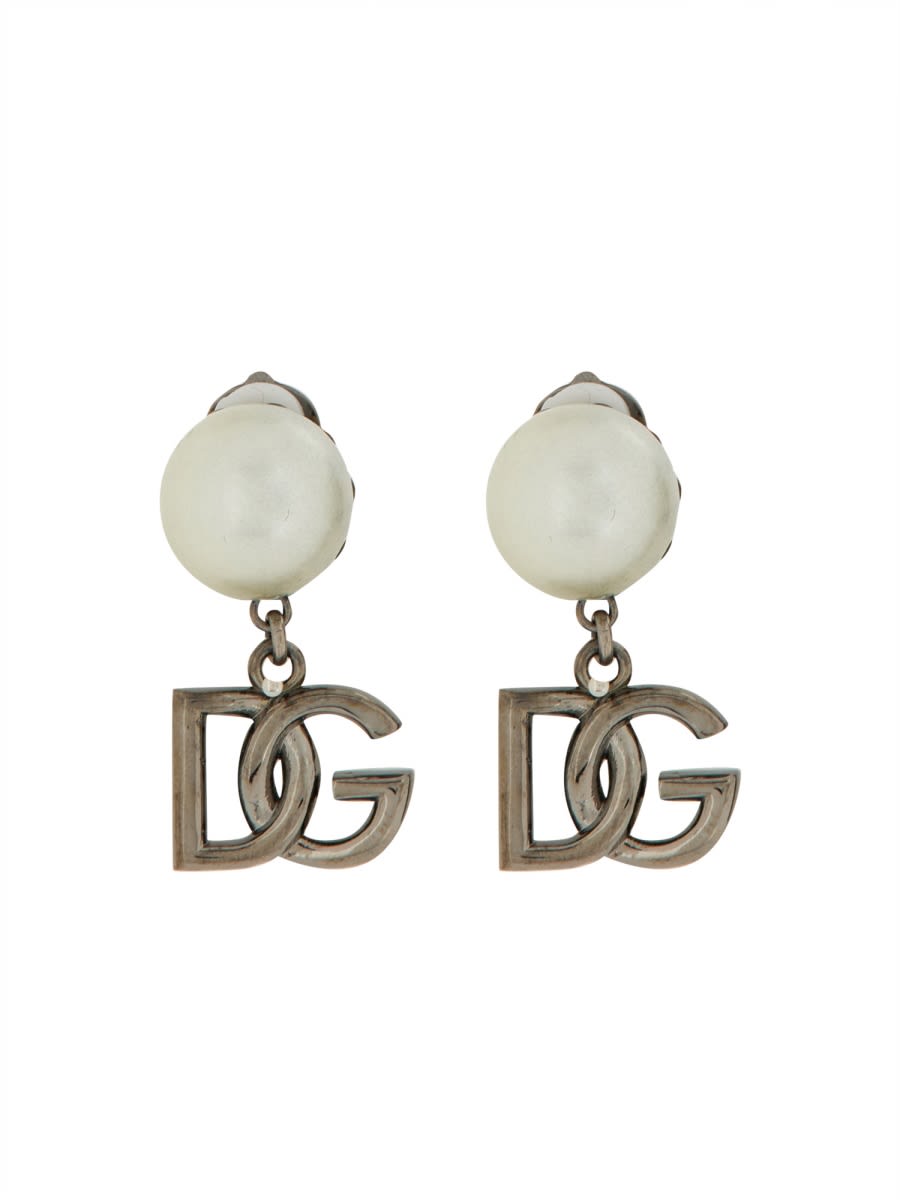 Shop Dolce & Gabbana Logo Earrings In Silver