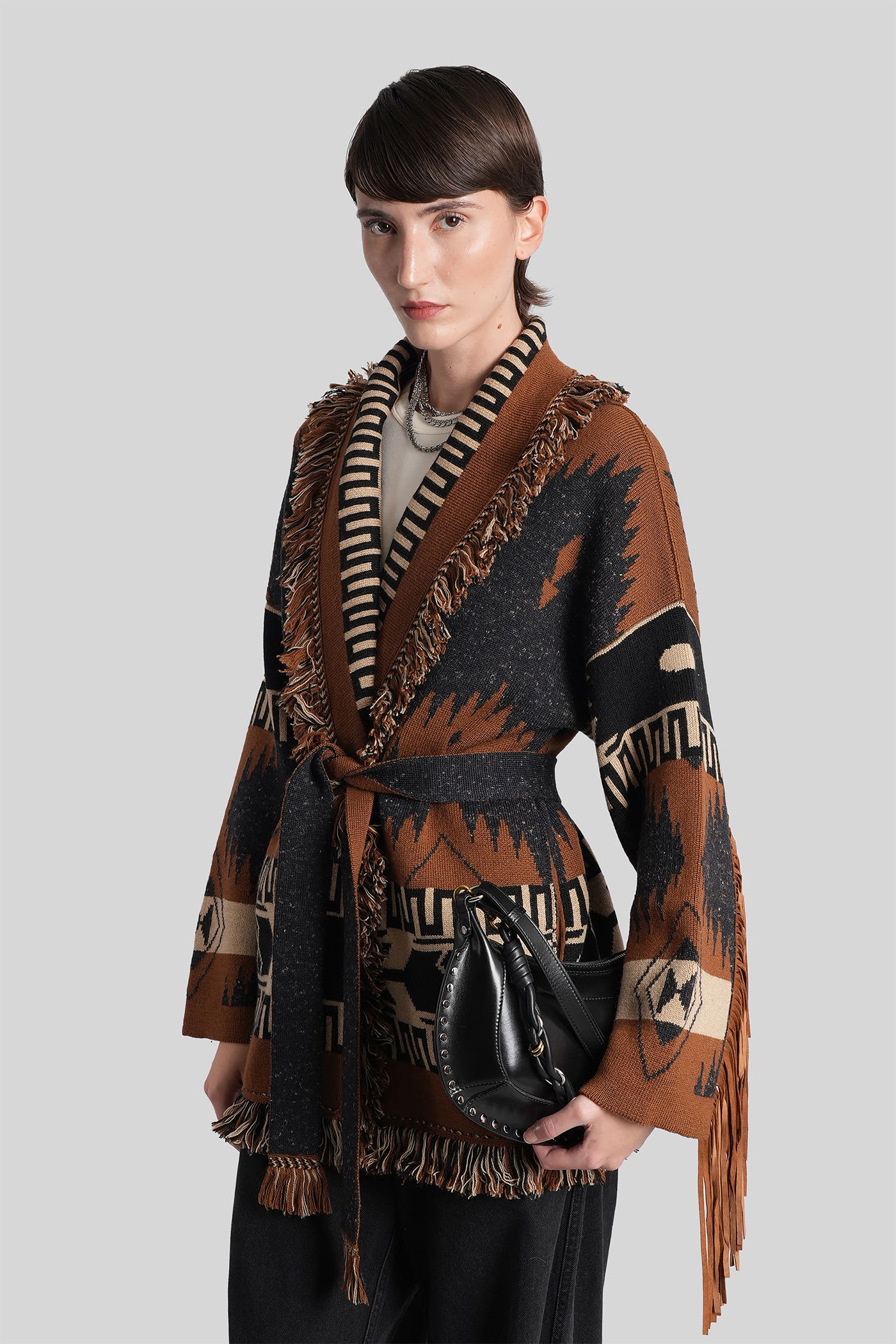 Alanui Cardigan In Multicolor Wool In Multi