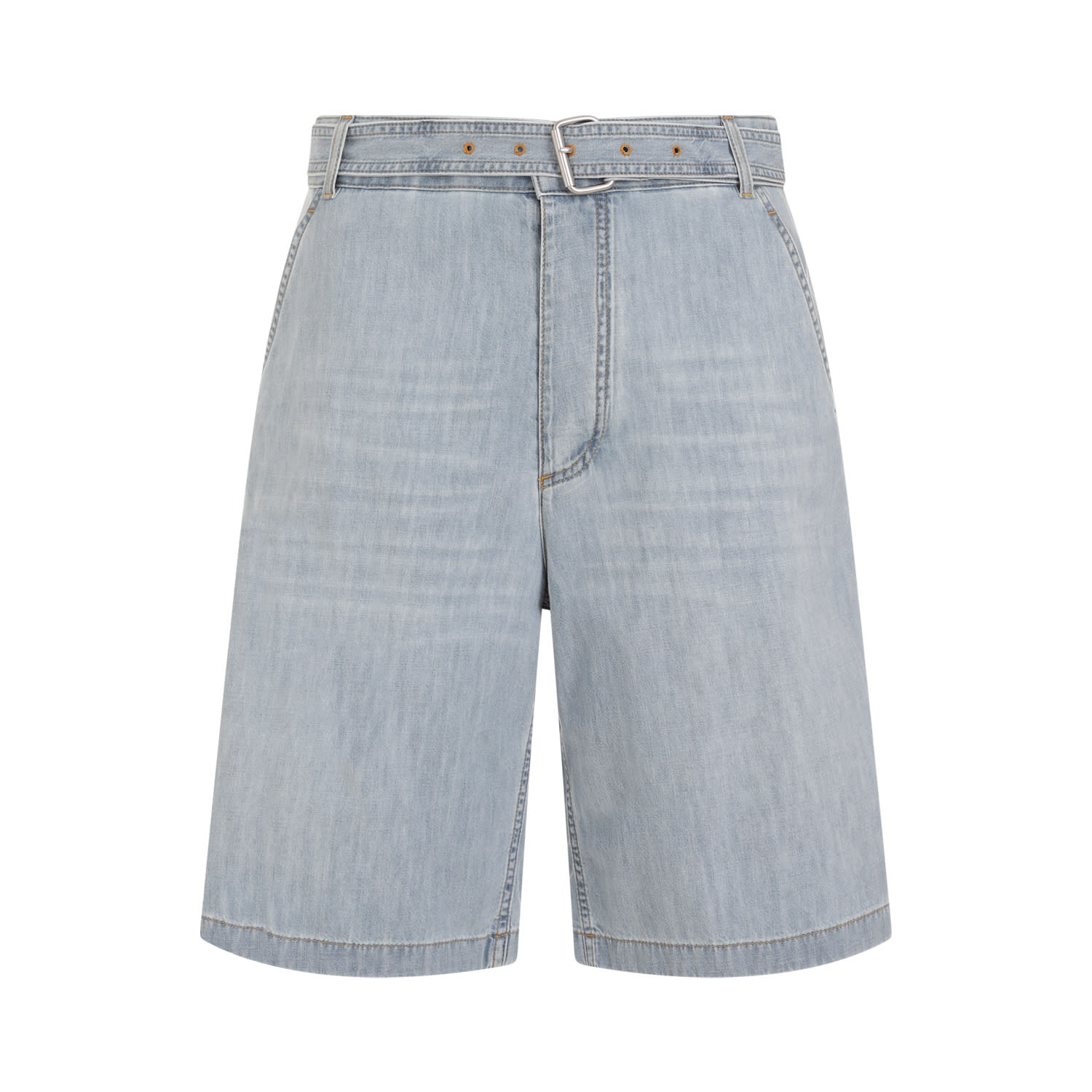 Shop Bottega Veneta Denim Shorts In Light Bleach