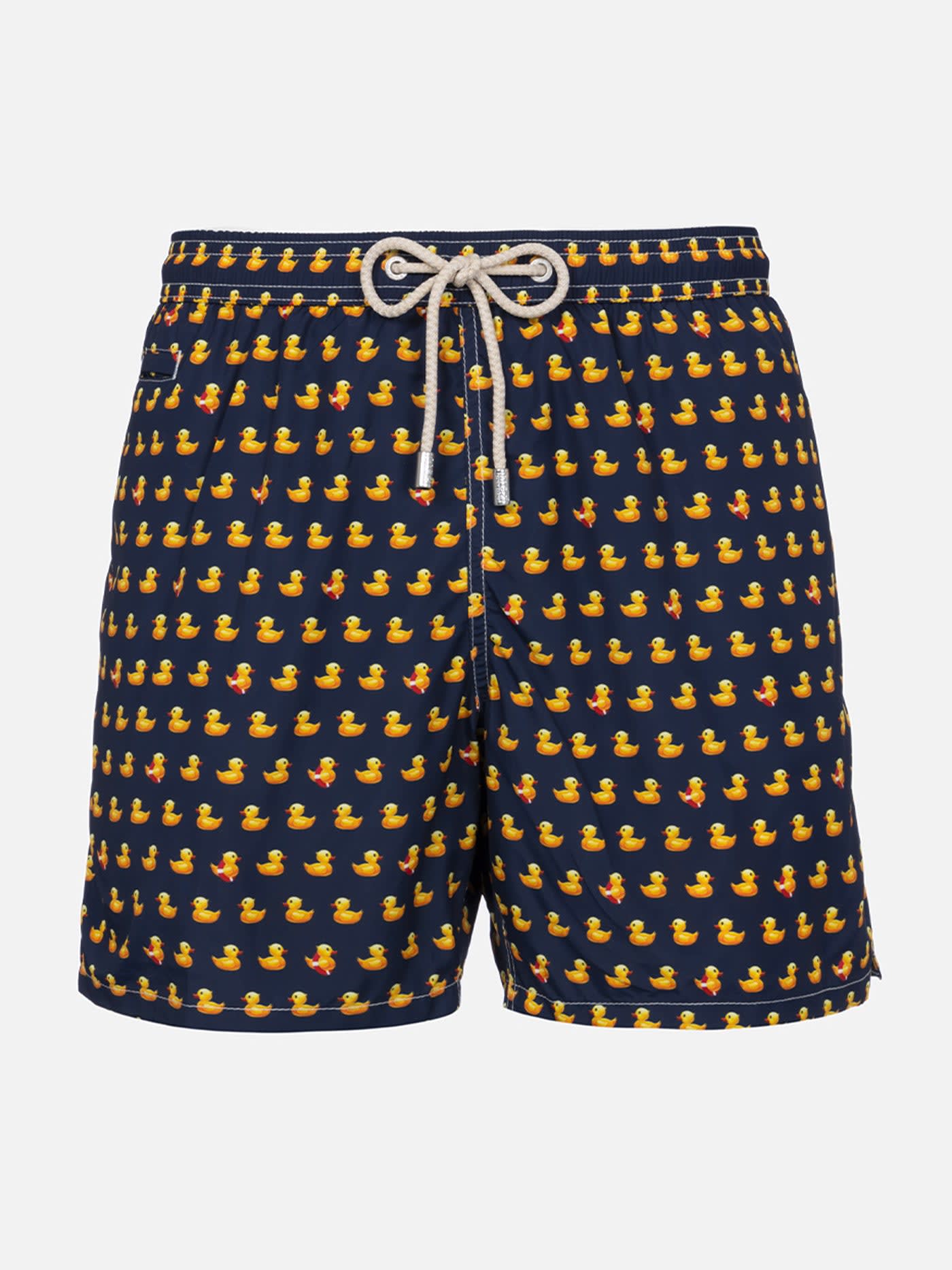 MC2 SAINT BARTH MAN LIGHTWEIGHT FABRIC SWIM-SHORTS LIGHTING MICRO FANTASY WITH DUCKY PRINT