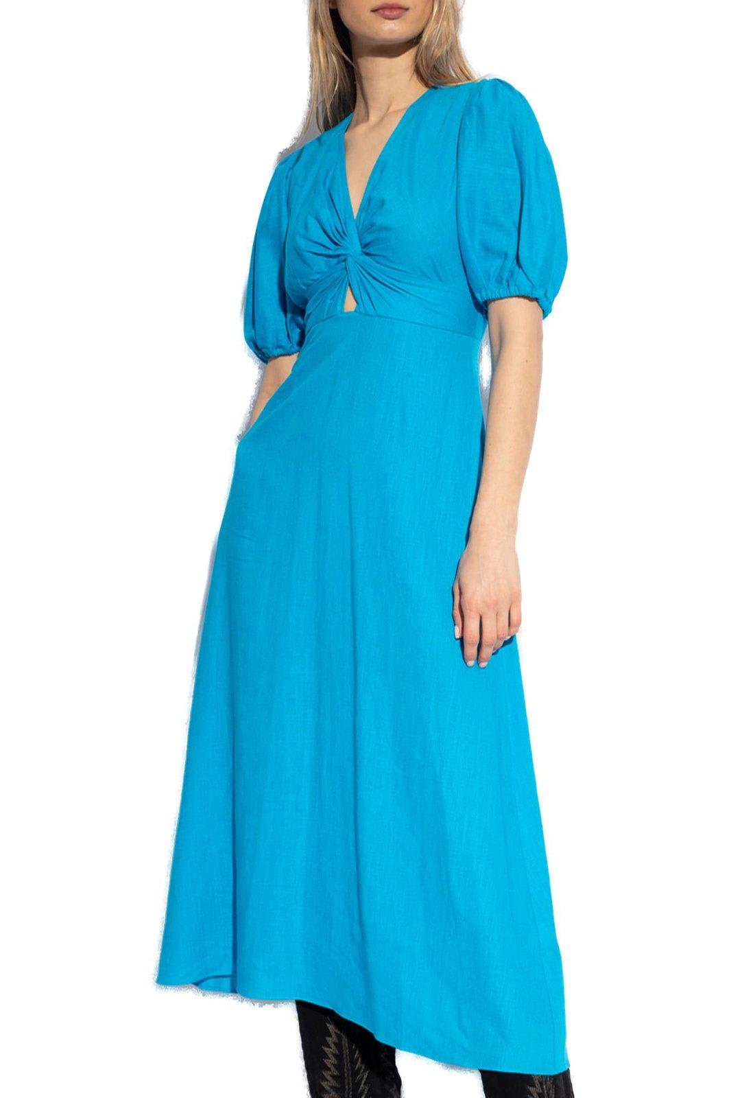 Shop Diane Von Furstenberg Majorie V-neck Gathered Dress In Blue