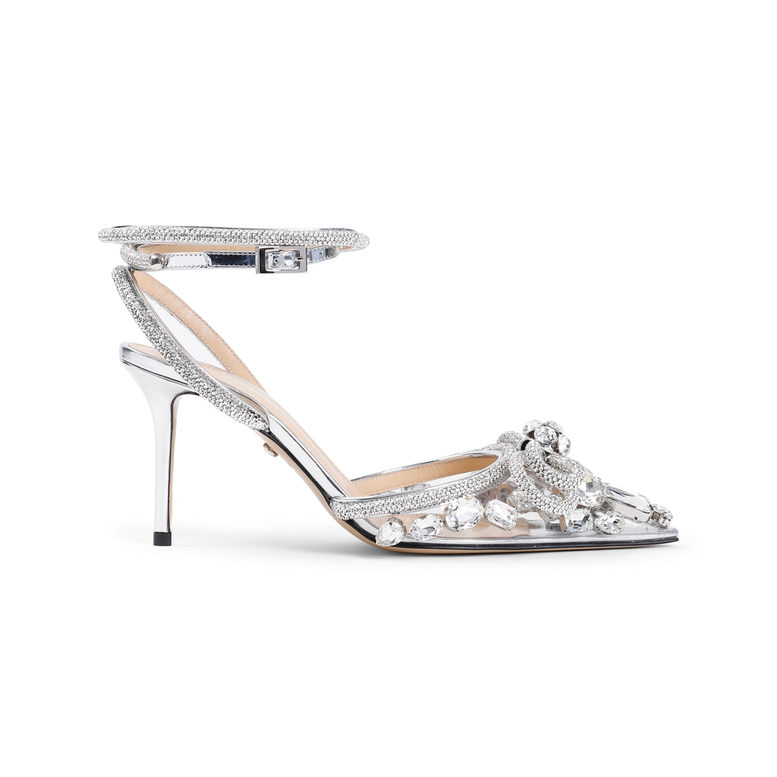 Shop Mach &amp; Mach Double Bow Sandals In Silver