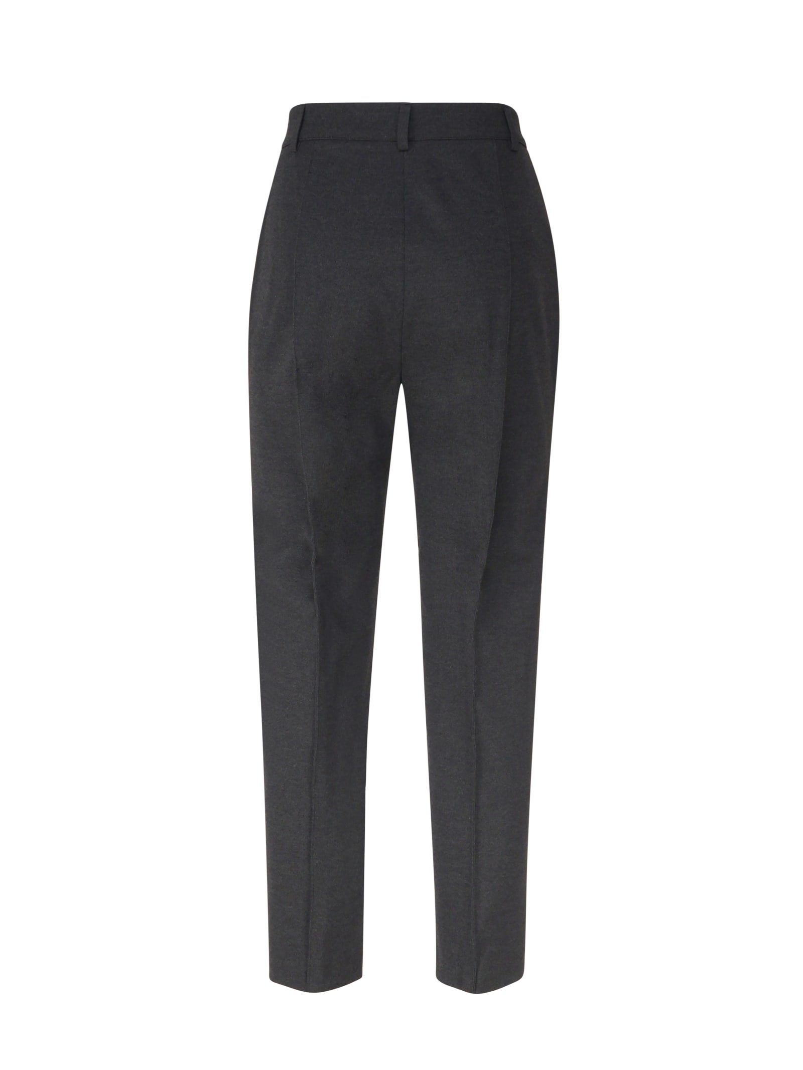 Shop Pinko Tridente Trousers In Viscose Blend In Grigio - Corvo