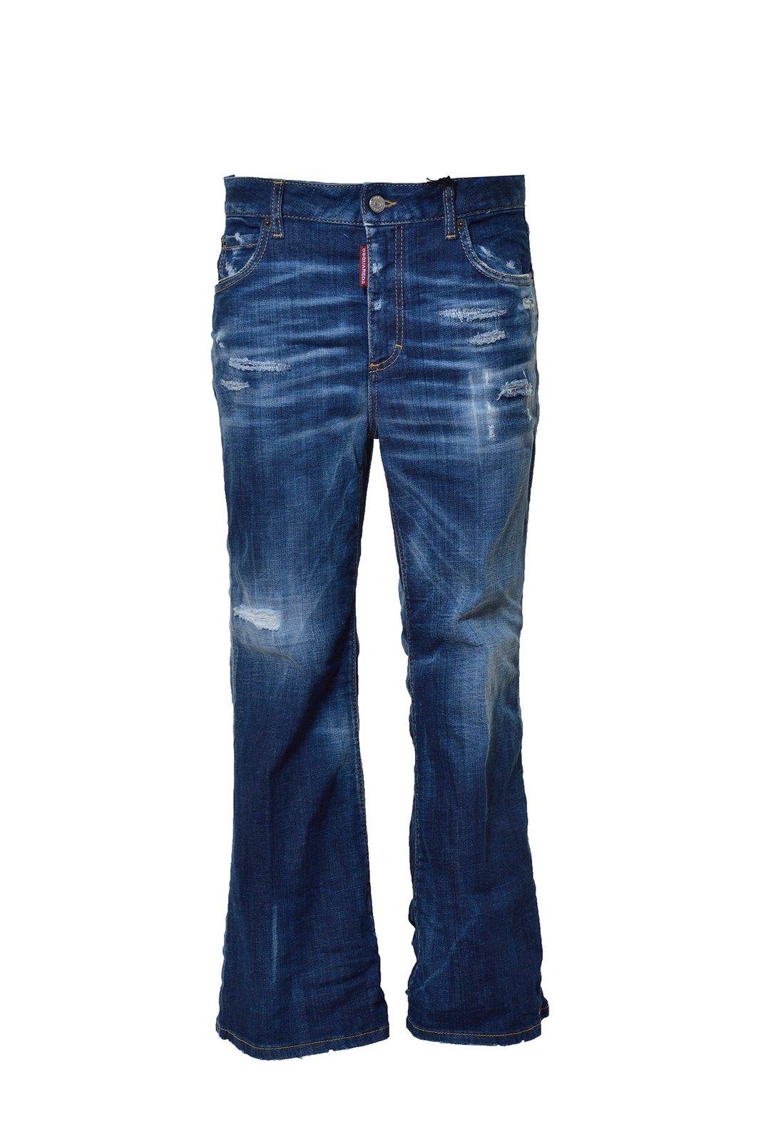 Shop Dsquared2 Distressed Straight Leg Jeans In Denim